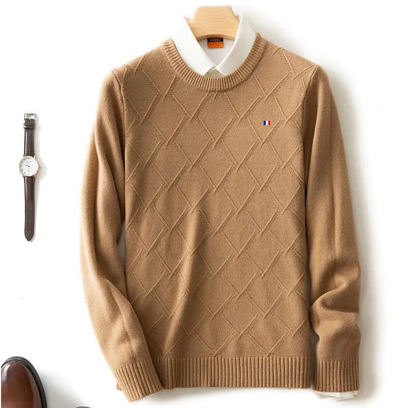 OSCAR - Klassieke gebreide herensweater met schijnkraag