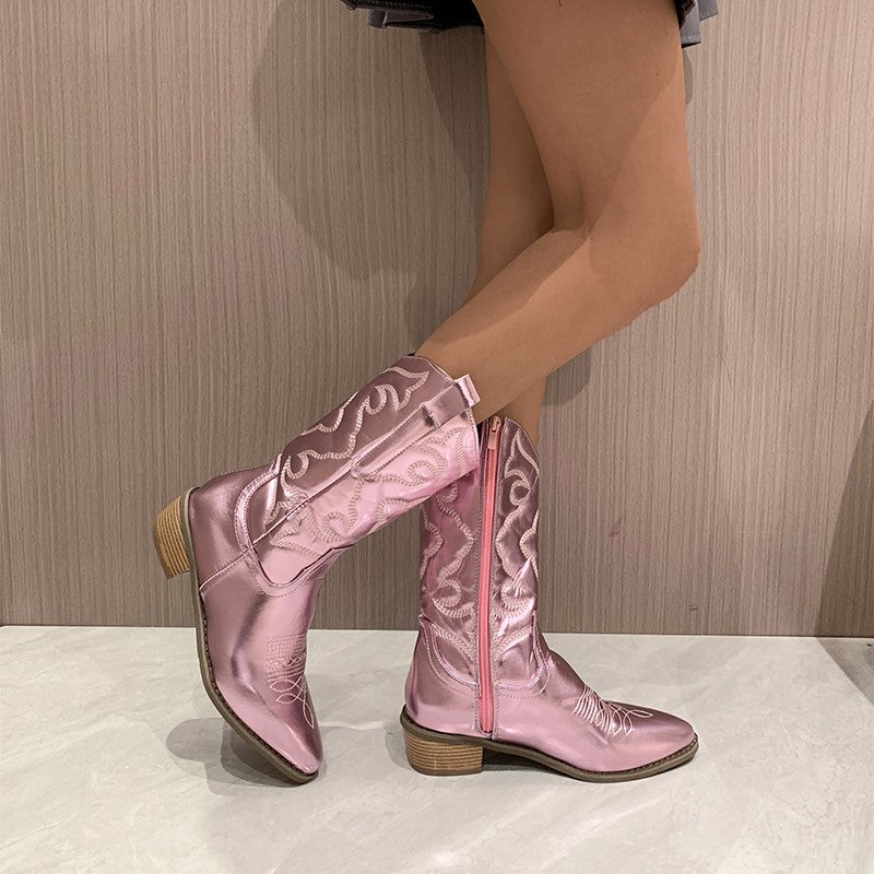 VIVIAN - Stijlvolle metallic chique laarzen met ritssluiting