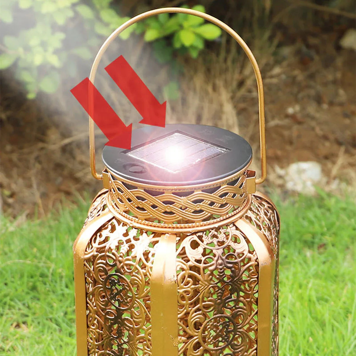 Vintage solar tuinlantaarn van ijzer – SOLARIS VINTAGE LANTERN - Glamorix