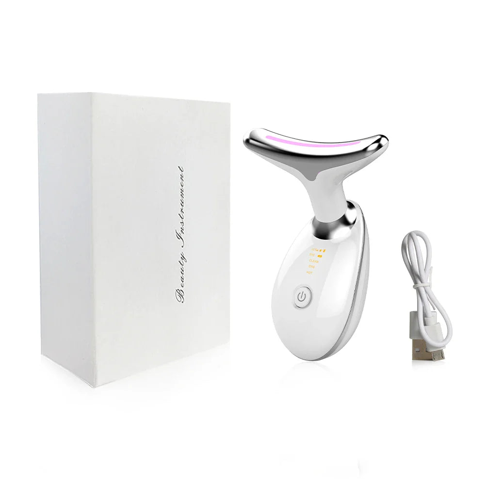EMS hals- en gezichtsmassager met LED huidverstrakking – LIFTURA AGEDEFY - Glamorix
