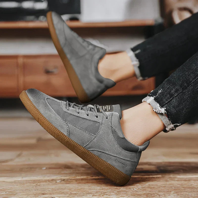 CALVINO – Heren sneakers van suède en mesh met sportieve look - Glamorix