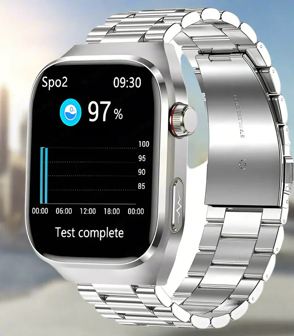 Slimme gezondheidswatch met ECG, bloedglucosemeter en AMOLED-display – VITALIS PRO - Glamorix