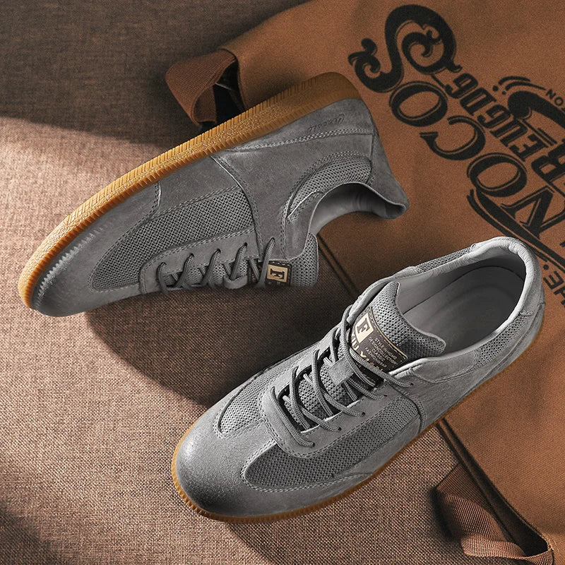 CALVINO – Heren sneakers van suède en mesh met sportieve look - Glamorix
