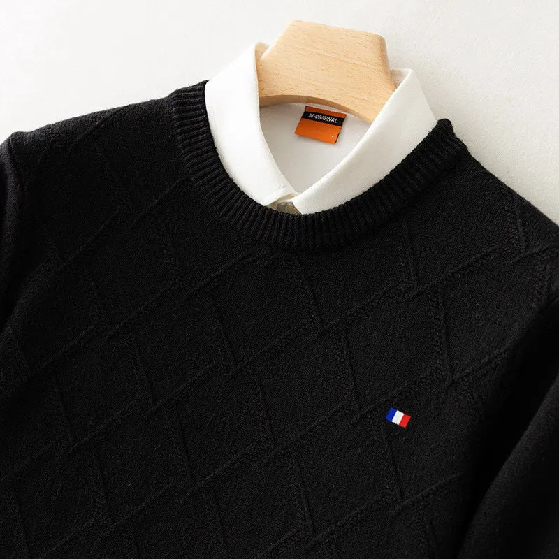 OSCAR - Klassieke gebreide herensweater met schijnkraag