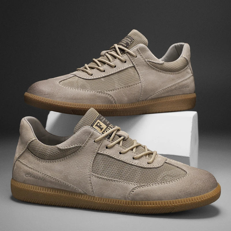 CALVINO – Heren sneakers van suède en mesh met sportieve look - Glamorix