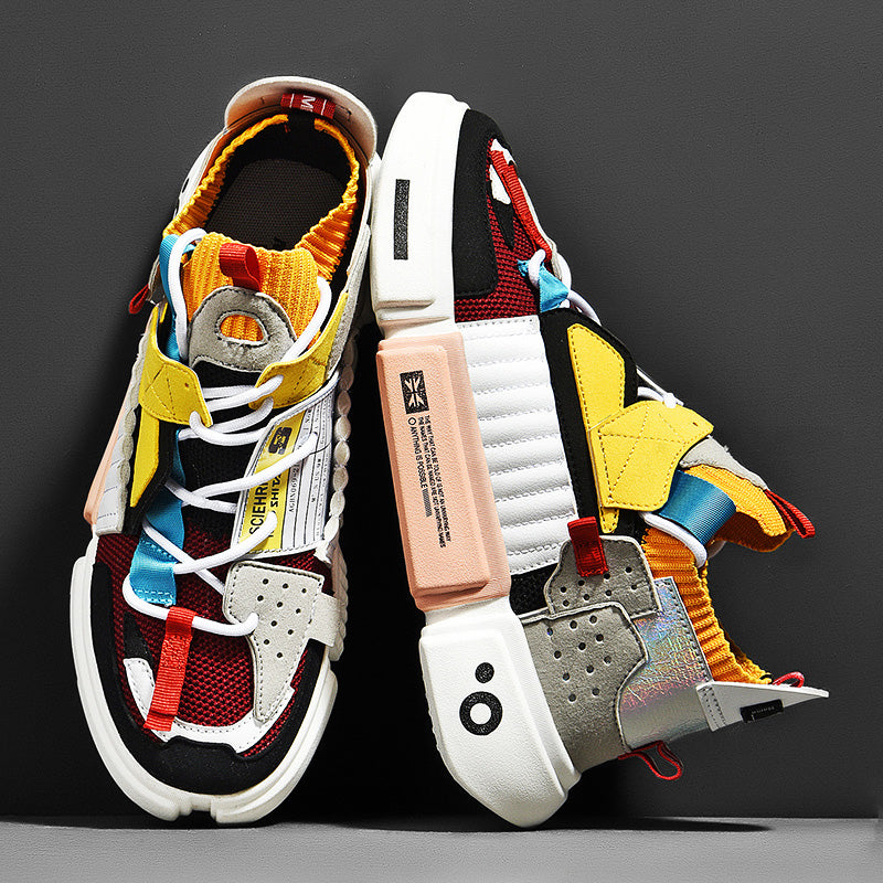 Fashion heren sneakers met futuristisch design en dikke zool – NOVARO X1 - Glamorix