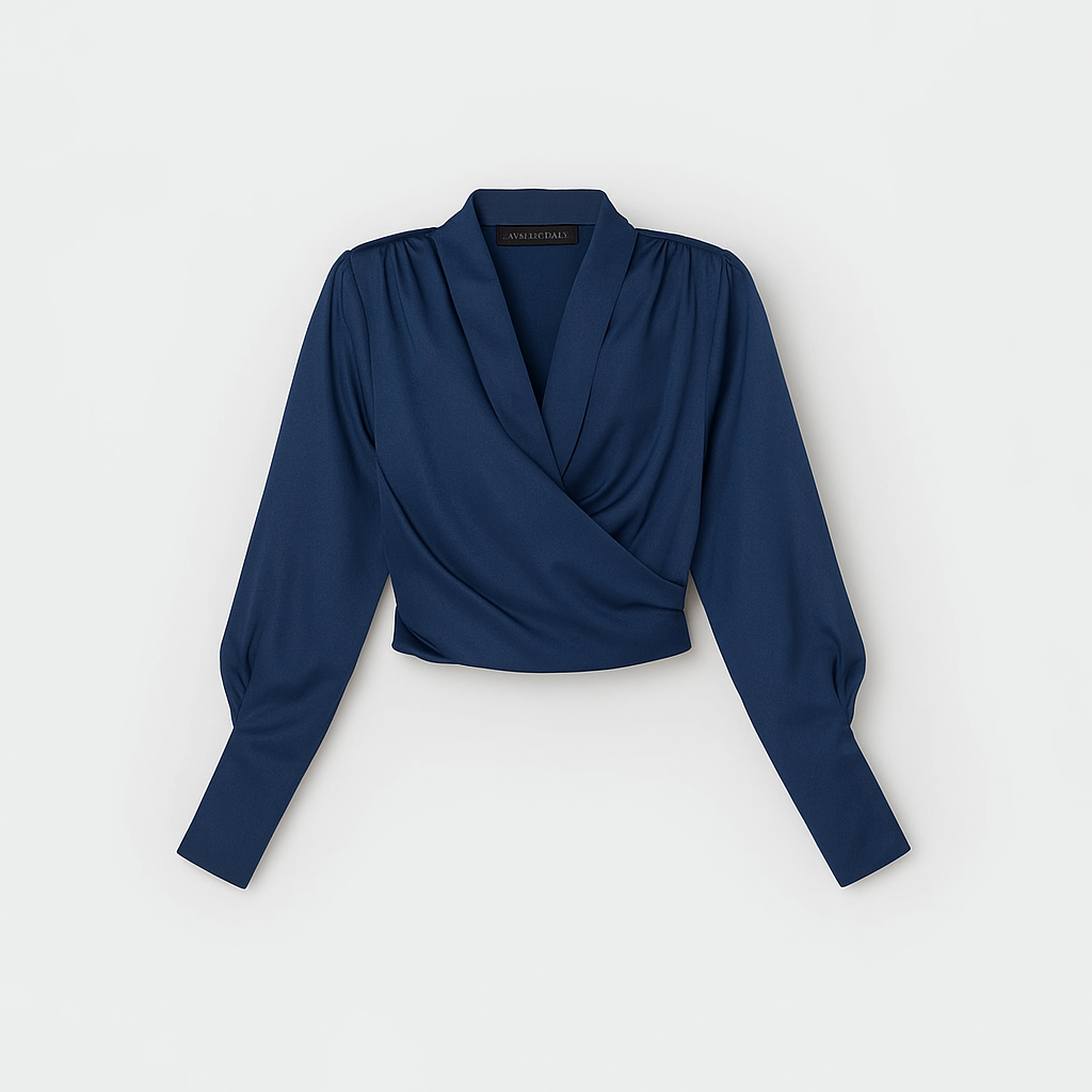 Dames top met overslag en lange mouwen – ALVINA WRAP - Glamorix