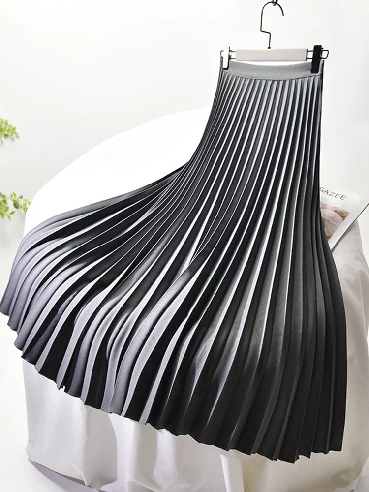 Geplisseerde dames midi-rok met elastische tailleband – MAELYN FLOW - Glamorix
