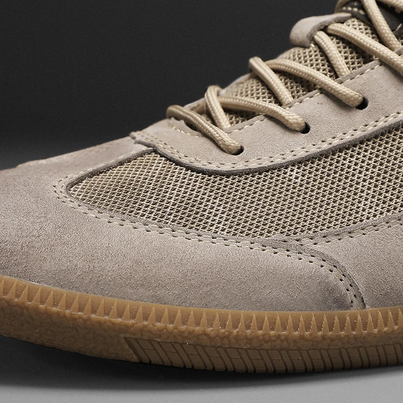 CALVINO – Heren sneakers van suède en mesh met sportieve look - Glamorix