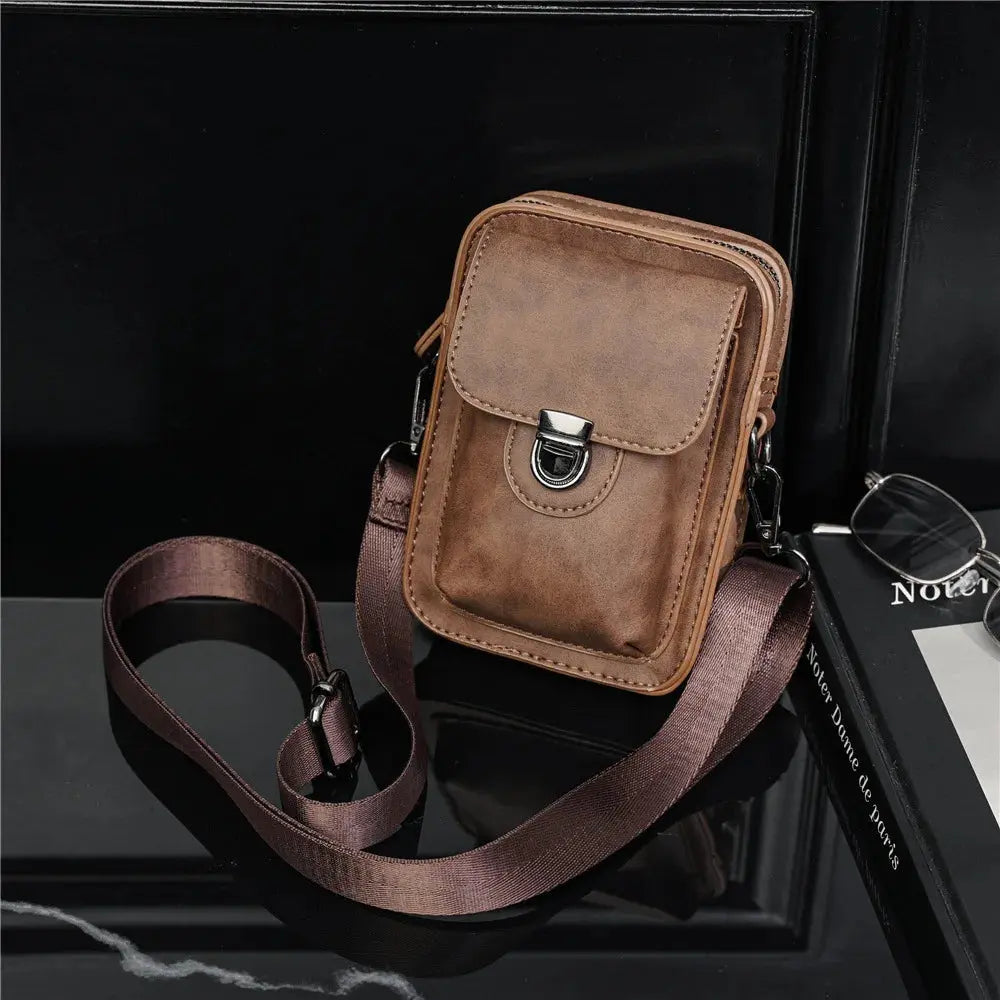 Vintage crossbody schoudertas voor heren met meerdere vakken – MERVYN - Glamorix