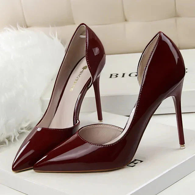 Dames pumps met hoge hak en uitgesneden zijkant – VELARA CUTOUT - Glamorix