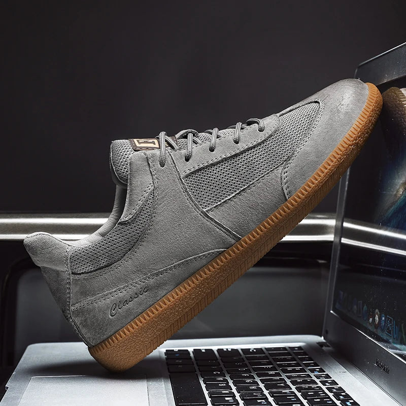 CALVINO – Heren sneakers van suède en mesh met sportieve look - Glamorix