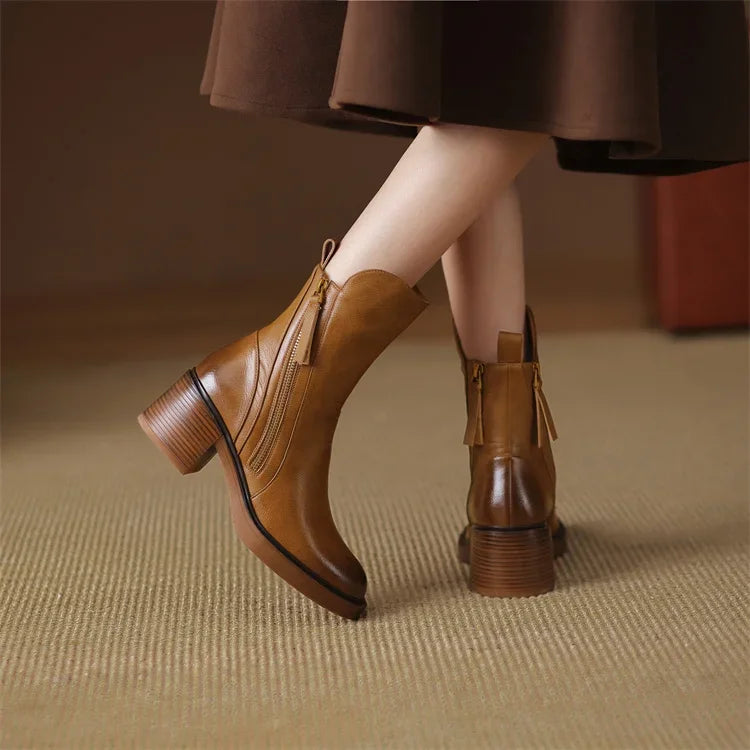 Elegante Leren Damesboots met Tijdloos Design – NOÉRINA