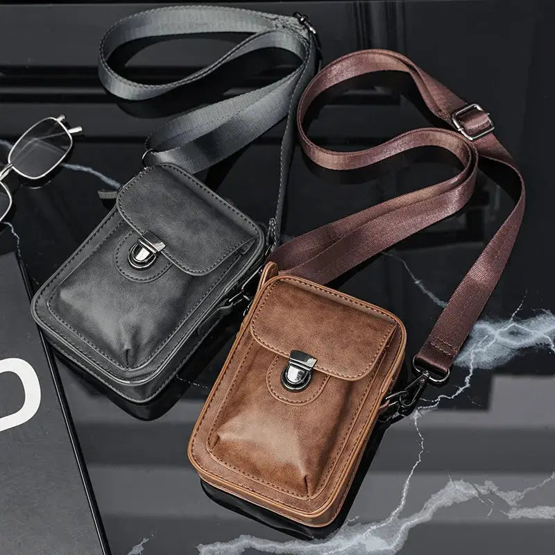 Vintage crossbody schoudertas voor heren met meerdere vakken – MERVYN - Glamorix