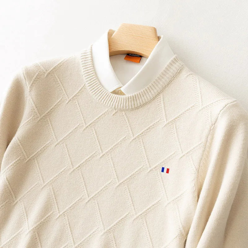 OSCAR - Klassieke gebreide herensweater met schijnkraag