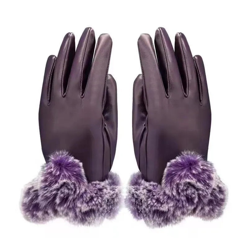 ARABELLA - Luxe leren handschoenen met imitatiebont manchet