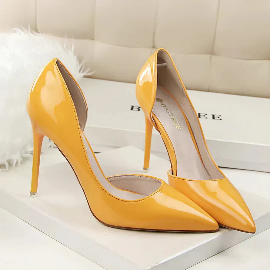 Dames pumps met hoge hak en uitgesneden zijkant – VELARA CUTOUT - Glamorix