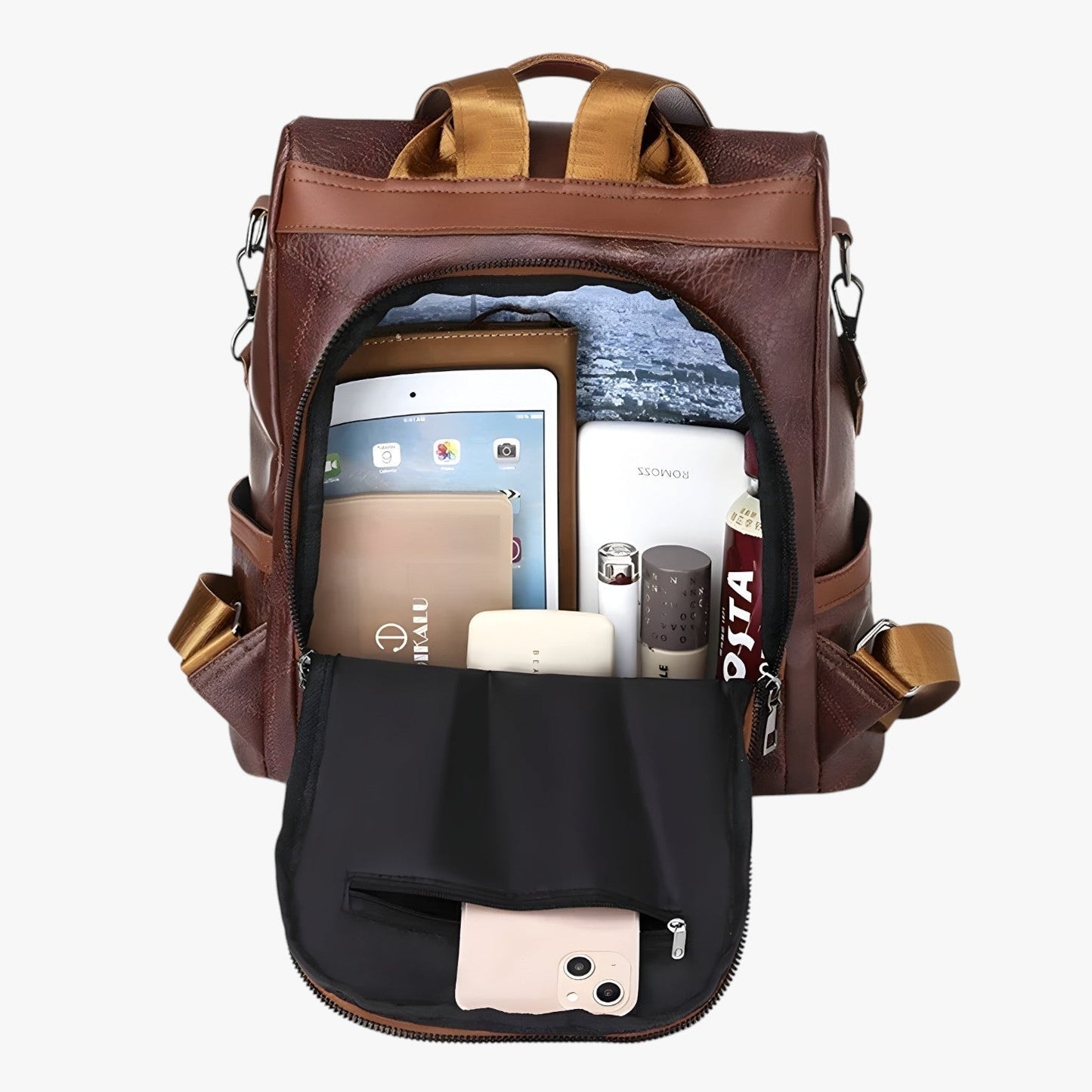 Vintage rugzak met stijlvolle details en laptopvak – LIVORA RetroPack - Glamorix