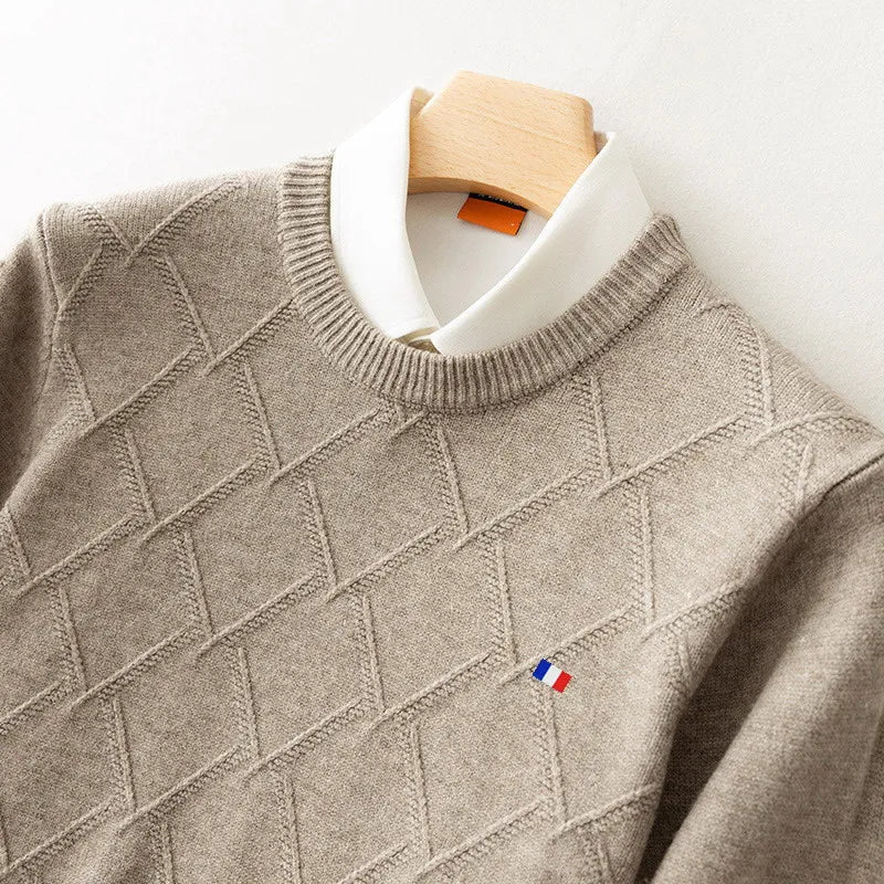 OSCAR - Klassieke gebreide herensweater met schijnkraag