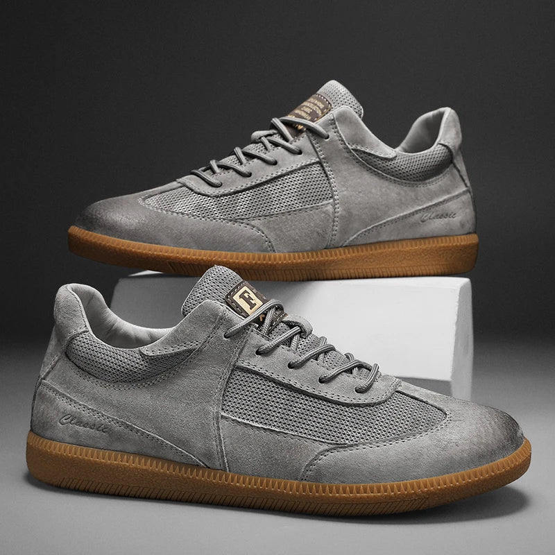CALVINO – Heren sneakers van suède en mesh met sportieve look - Glamorix