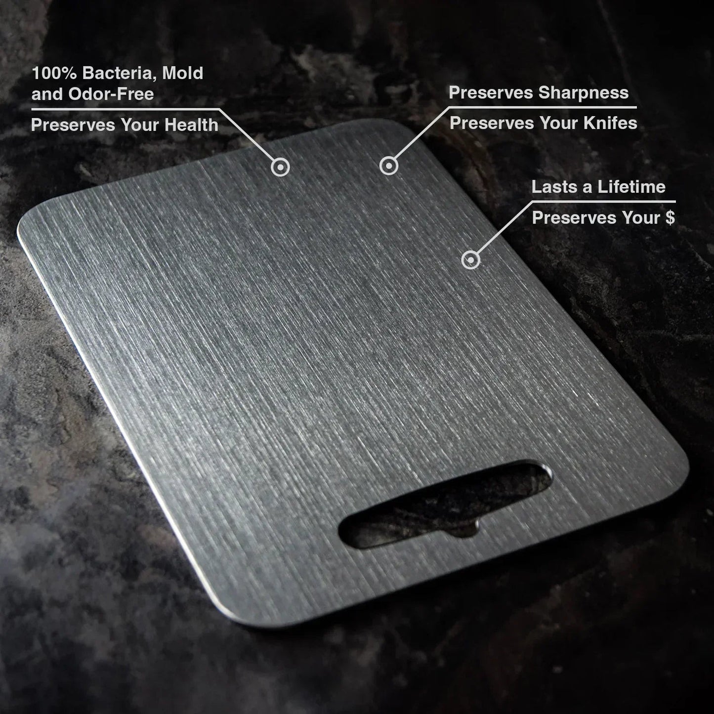 Hygiënische titanium snijplank voor intensief keukengebruik – KUVARA SteelBoard - Glamorix