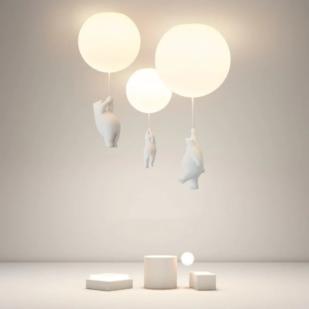 Betoverende Kinderkamer Hanglamp met Beer en Ballon – TeddyGlow
