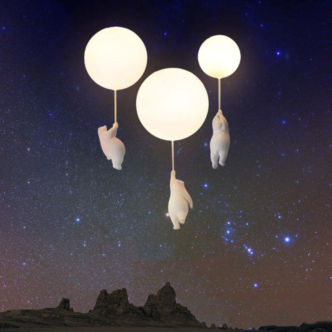 Betoverende Kinderkamer Hanglamp met Beer en Ballon – TeddyGlow
