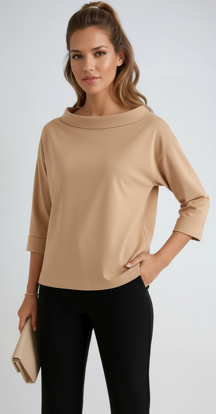 LYN – Cropped dames shirt met ronde hals en korte mouw - Glamorix