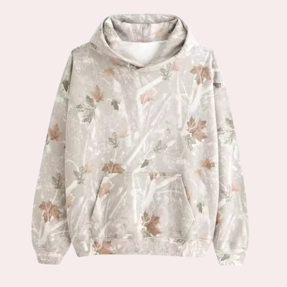 Casual heren hoodie met camo print en kangoeroezak – VERTAK HoodCore - Glamorix