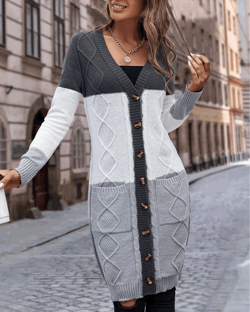 COZYCLASSIC - Lang Vest met Knopen en Zakken