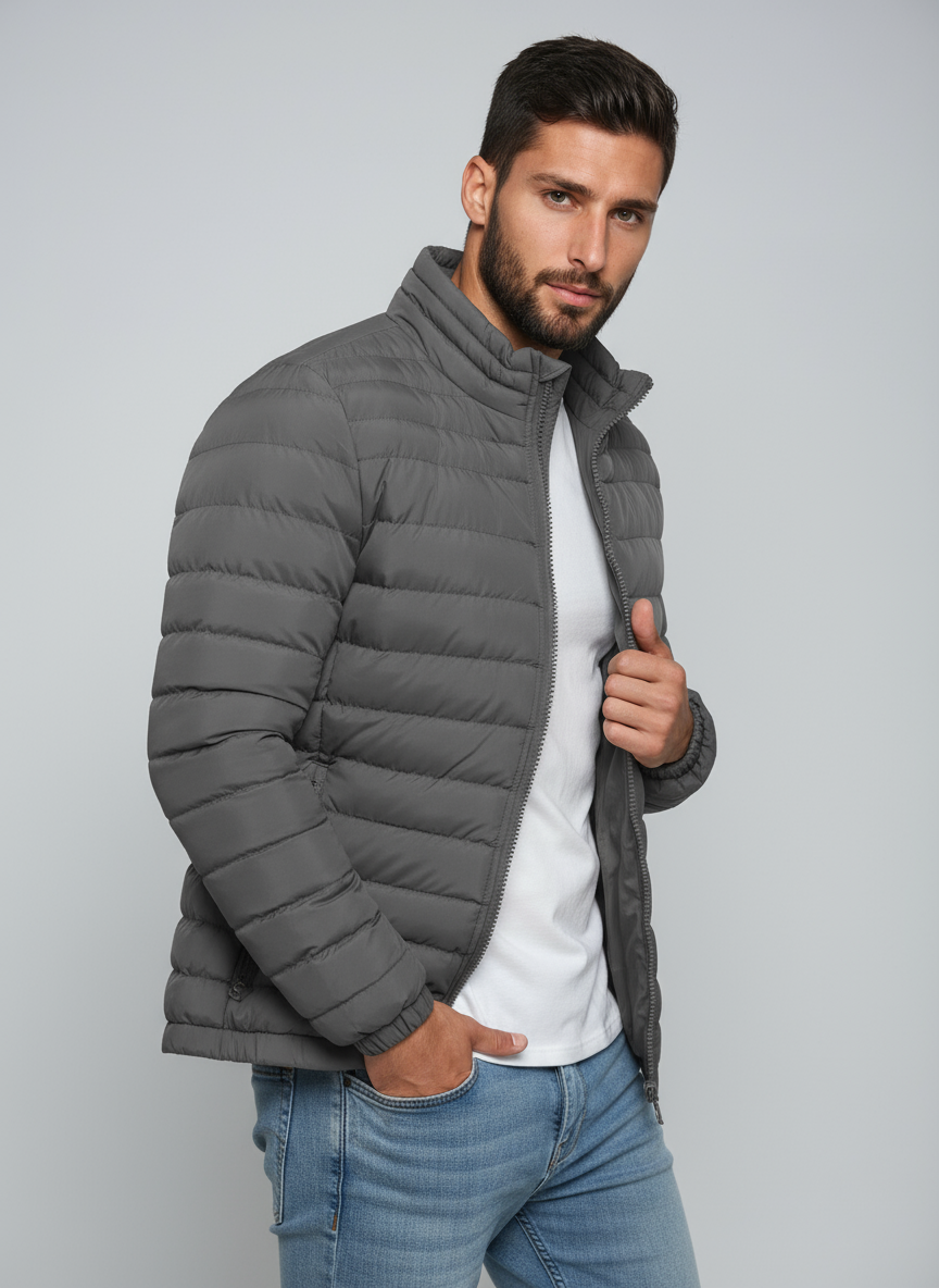 RANDY – Gewatteerd heren pufferjack met sportieve look - Glamorix