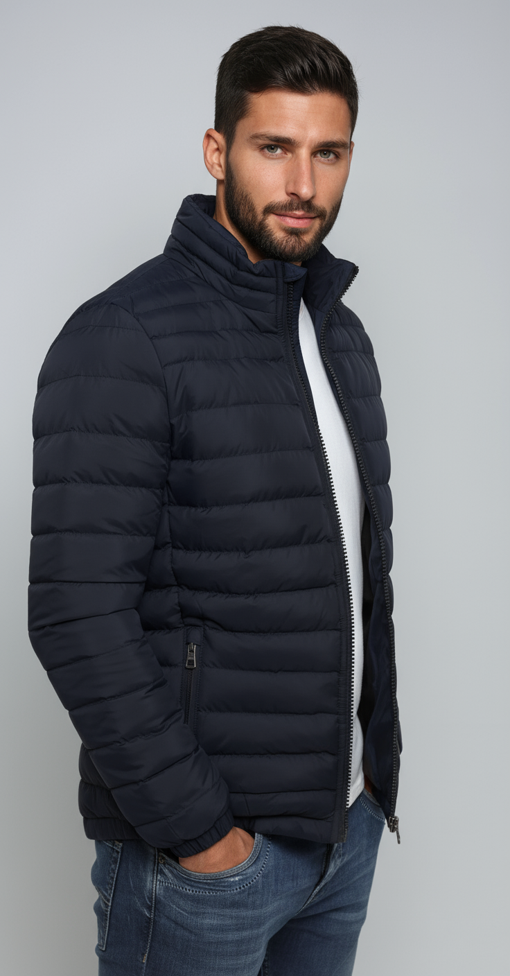 RANDY – Gewatteerd heren pufferjack met sportieve look - Glamorix