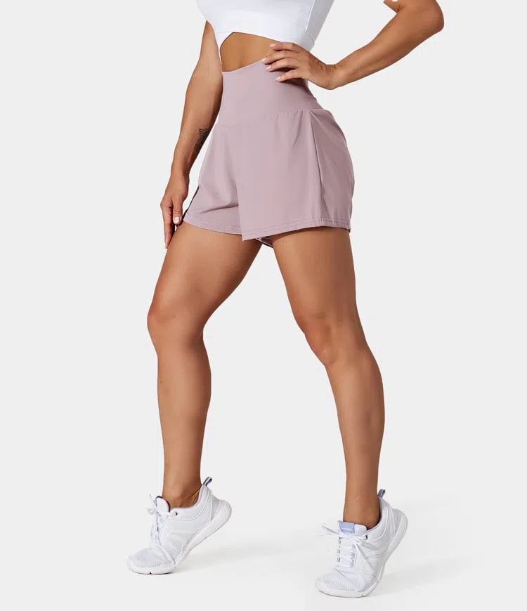 Dames sportshort met hoge taille en binnenbroek – DORINA - Glamorix