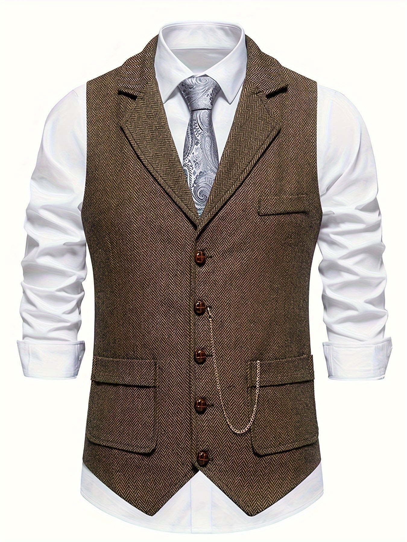 Stijlvol heren gilet met visgraatmotief – HARTLEY VEST - Glamorix
