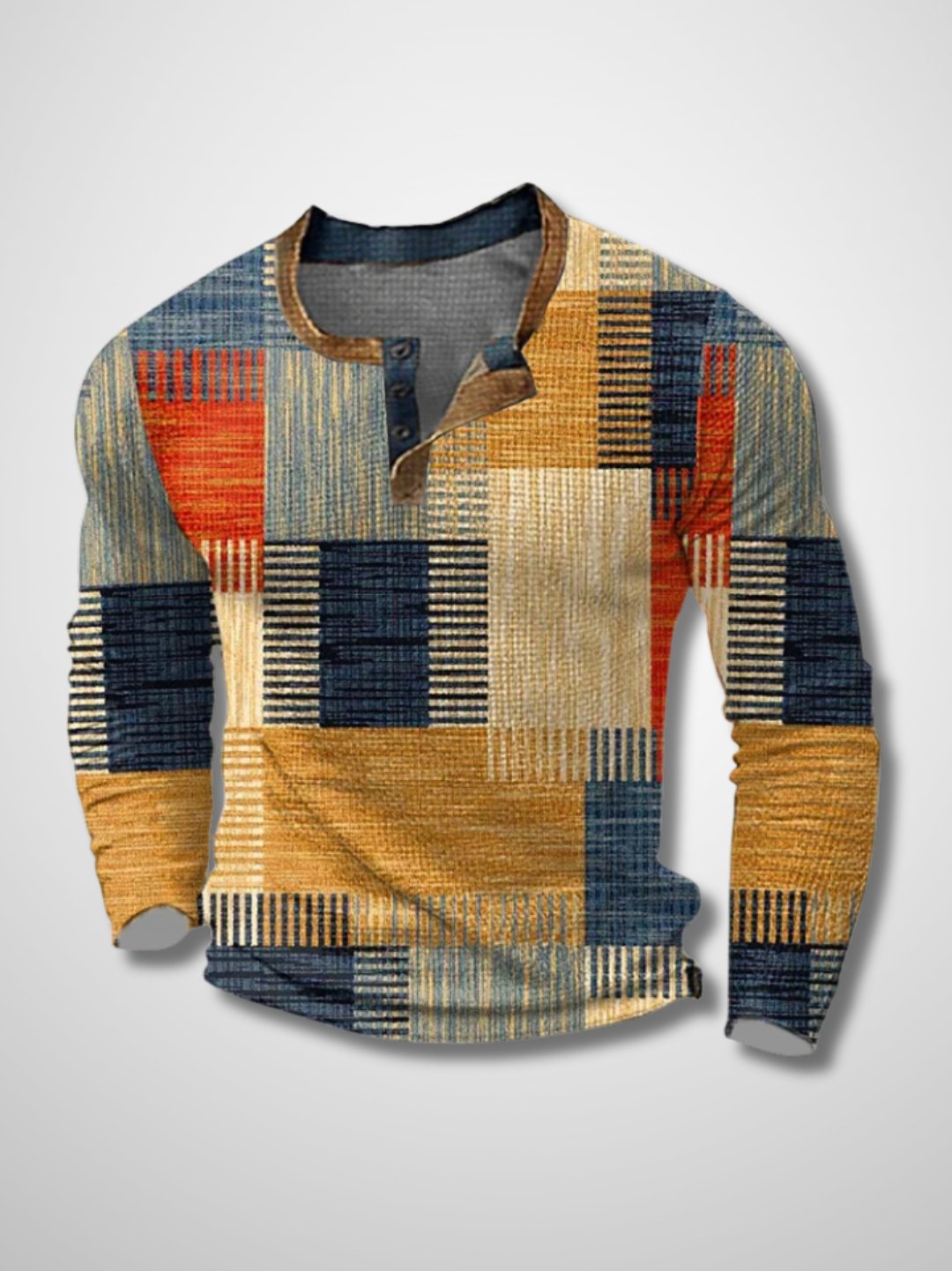 ELIAS - Patchwork overhemd met lange mouwen voor heren