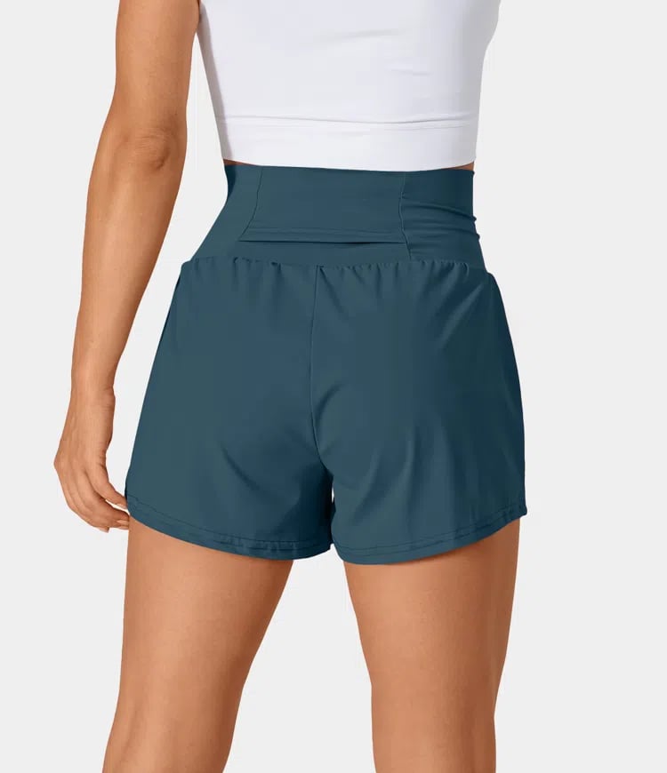 Dames sportshort met hoge taille en binnenbroek – DORINA - Glamorix