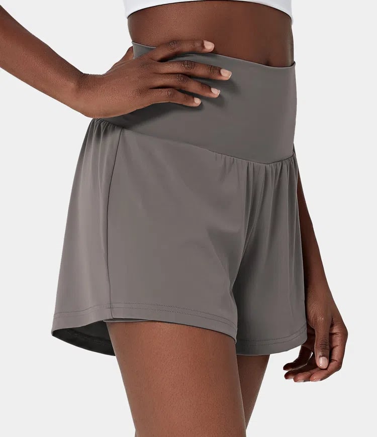 Dames sportshort met hoge taille en binnenbroek – DORINA - Glamorix