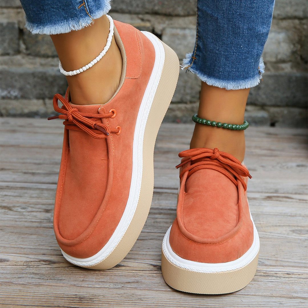 Dames platform veterschoen met suède-look en verhoogde zool – LUNISA ELEVATE - Glamorix