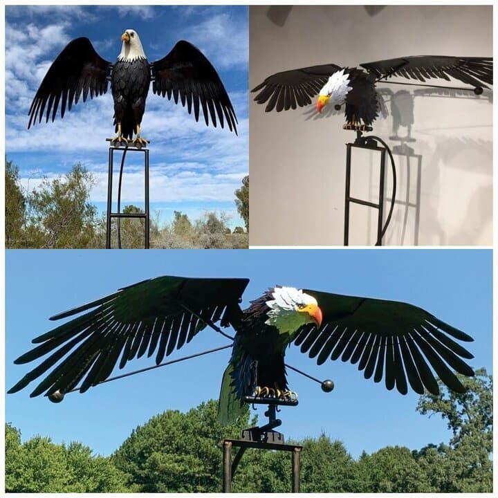 Metalen windmolen tuinornament met draaiende vleugels – AEROVIA GardenSpin - Glamorix
