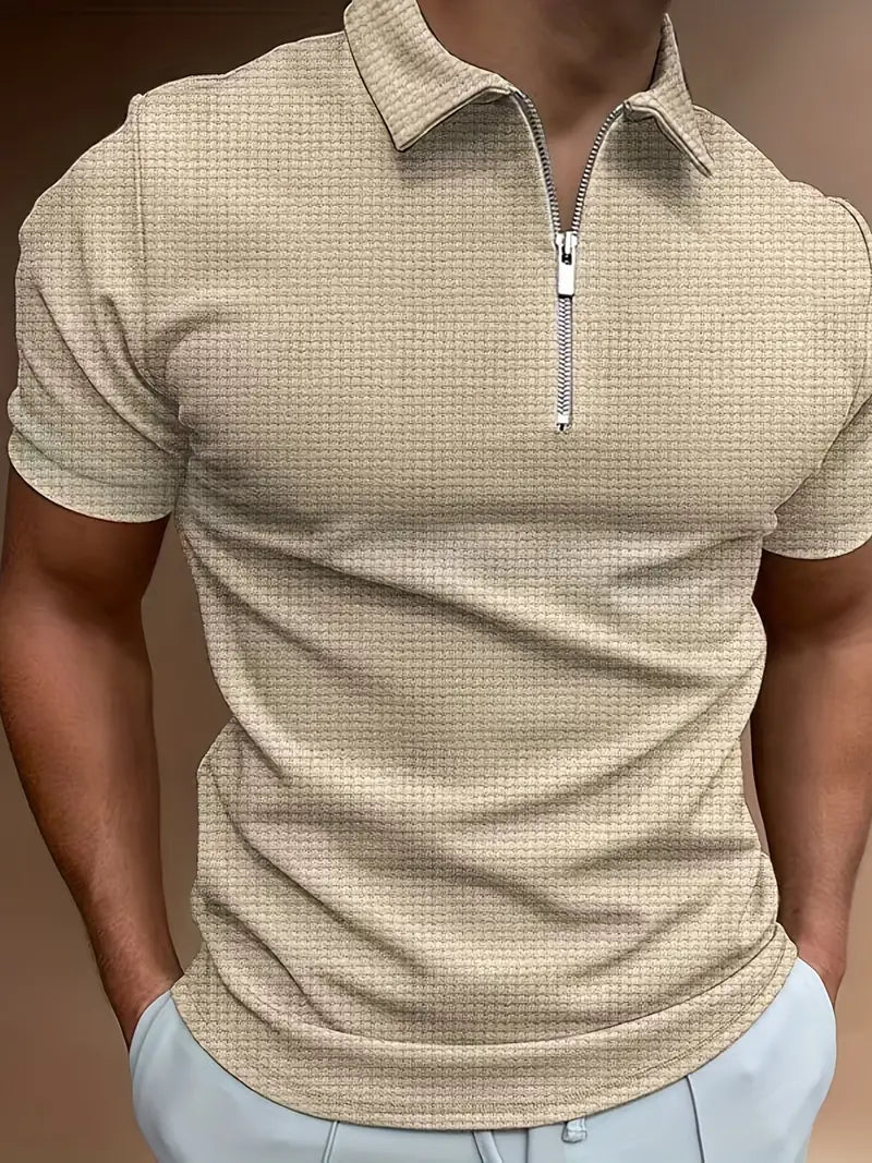DAMIEN - Poloshirt met halve rits voor heren