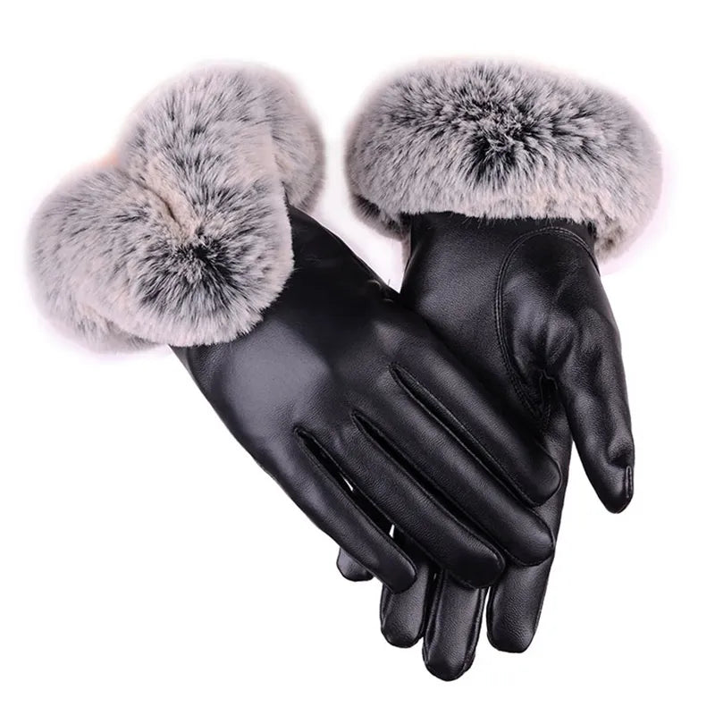 ARABELLA - Luxe leren handschoenen met imitatiebont manchet