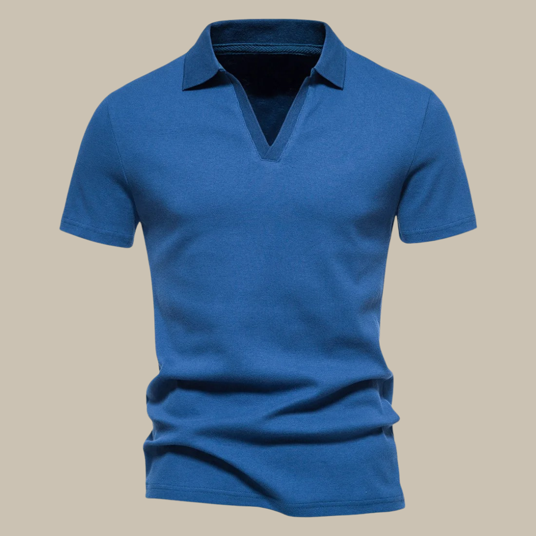 Herenpolo van Merino Wol met Korte Mouwen en V-hals voor Casual en Semi-Formele Gelegenheden – LORENZO CLASSIC - Glamorix