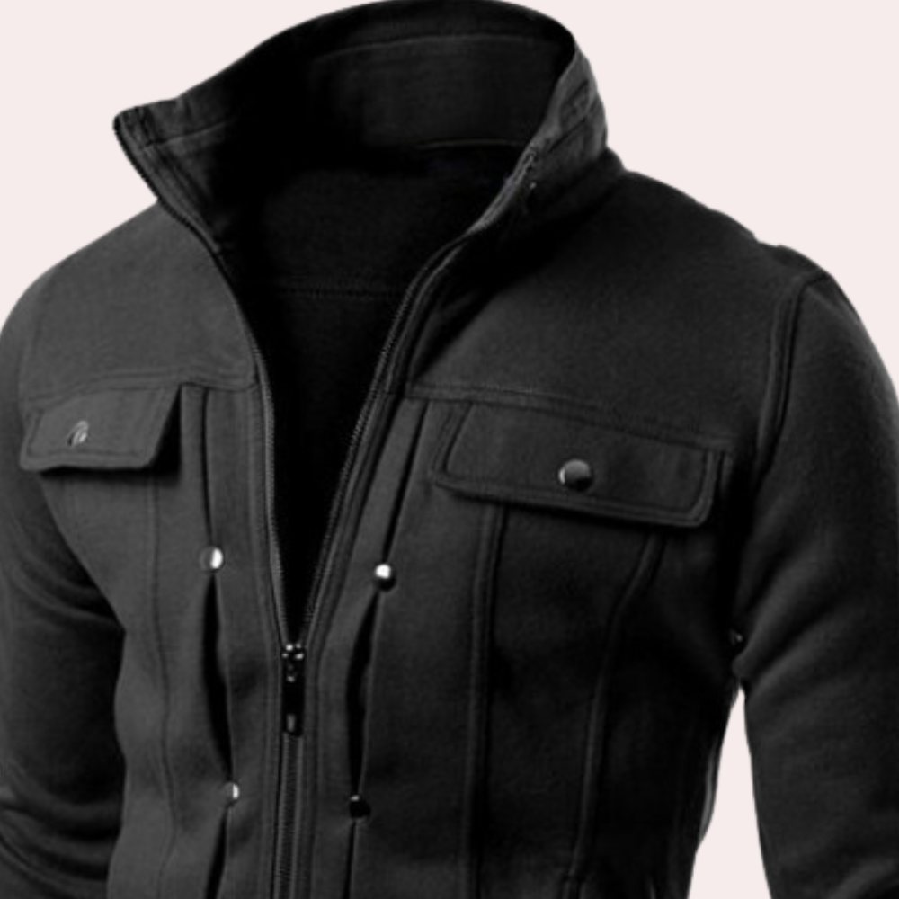 Moderne herenjas met hoge kraag en ritssluiting – VARELLO EdgeZip - Glamorix