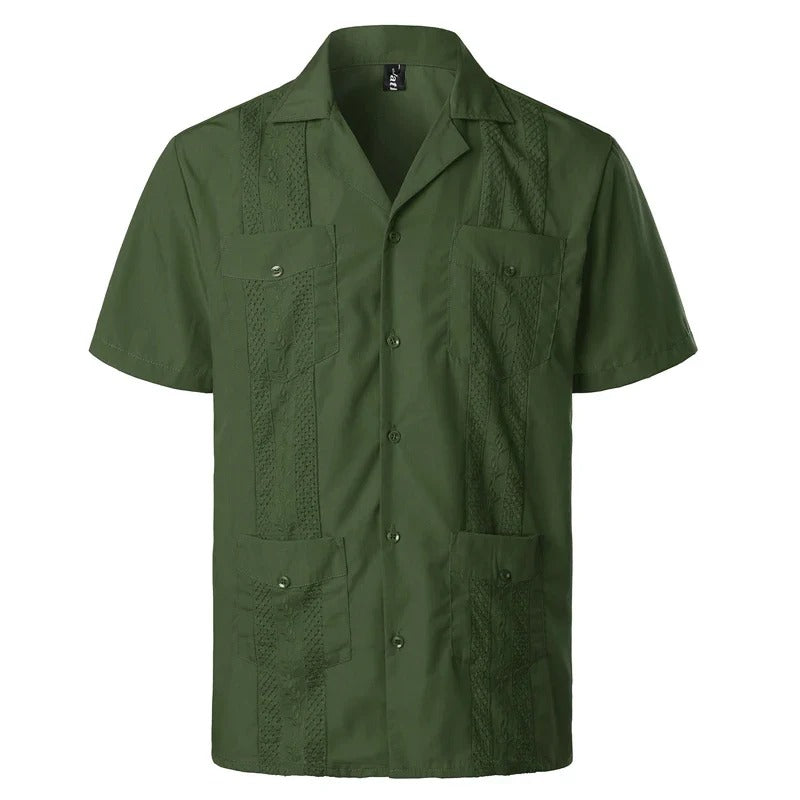 Herenoverhemd met korte mouwen en decoratieve inzetstukken – LORENZO PANELSHIRT - Glamorix