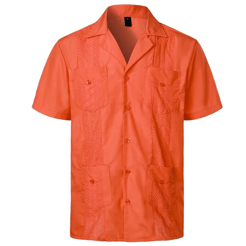 Herenoverhemd met korte mouwen en decoratieve inzetstukken – LORENZO PANELSHIRT - Glamorix