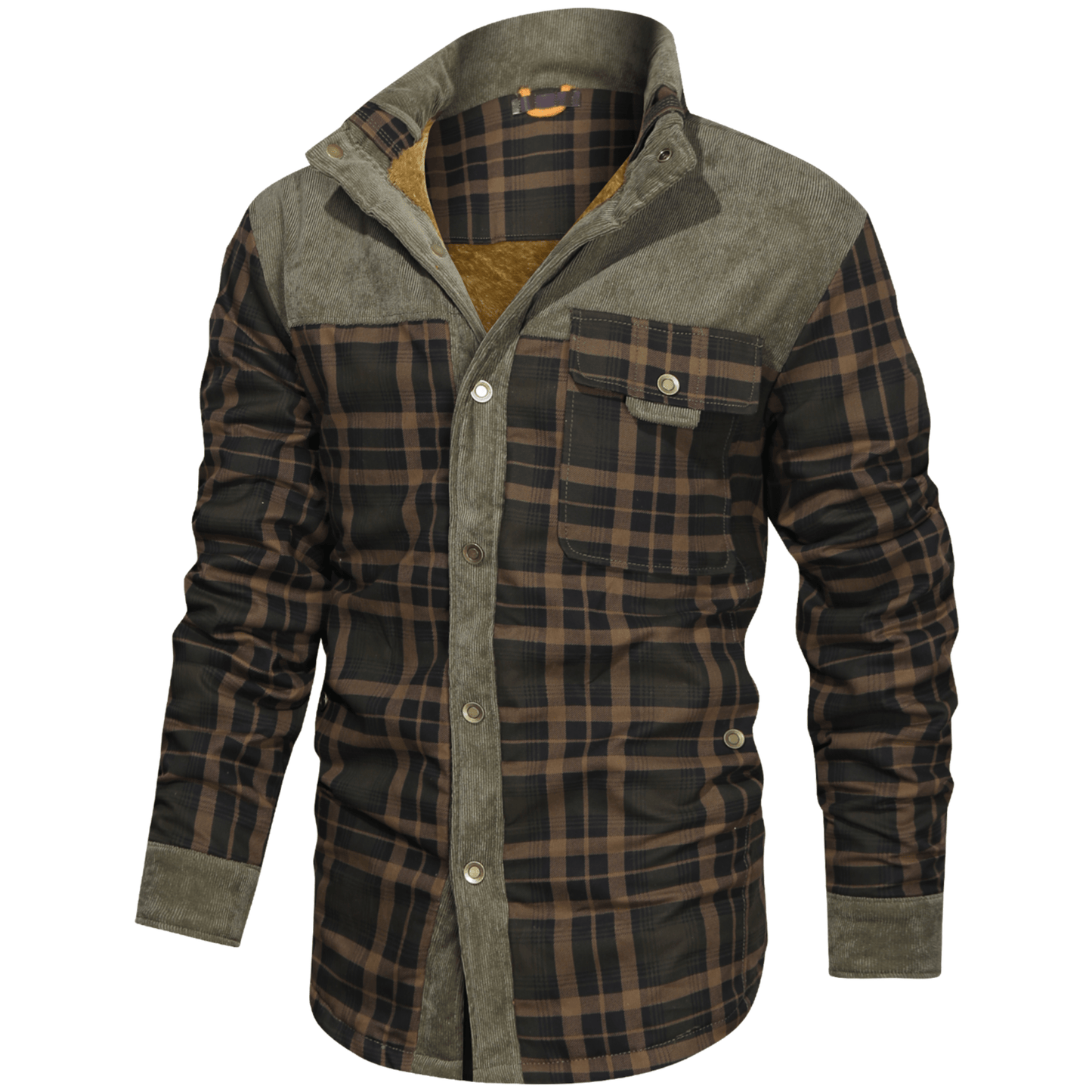 HARRIS - Herenjas met rustieke geruite knoopsluiting en corduroy accenten
