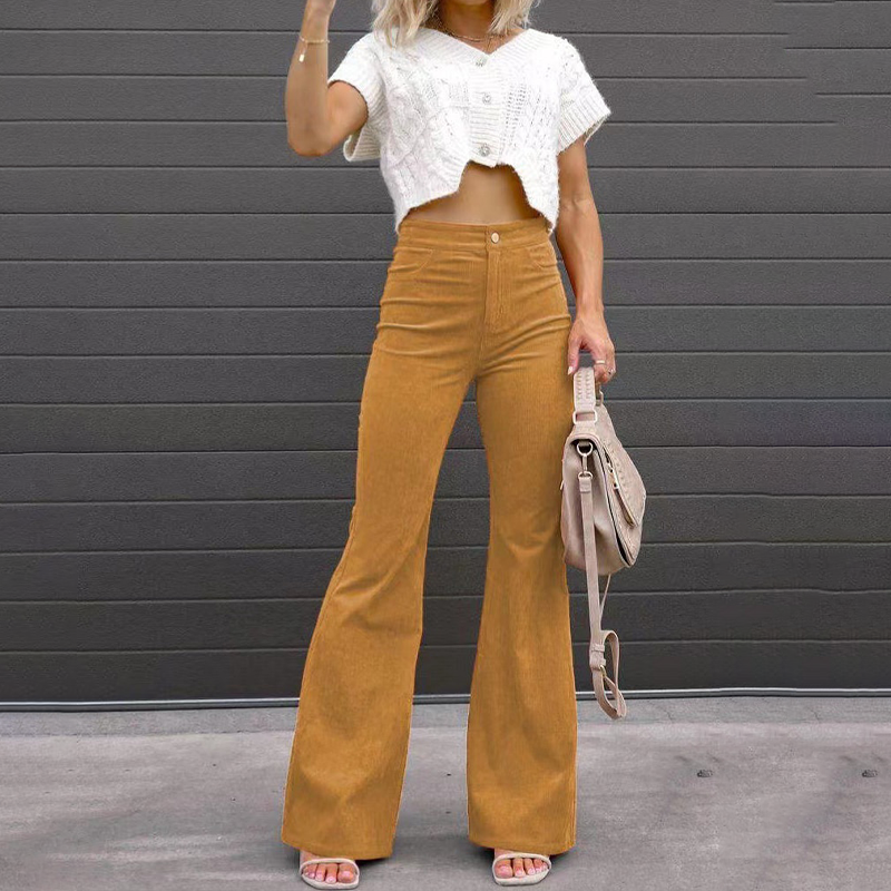 VALENCIA - High-waisted flared corduroy broek voor een trendy retro-look