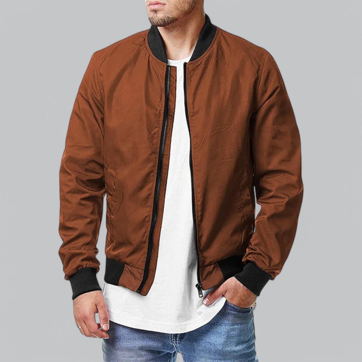 Heren bomberjack met strakke afwerking en moderne pasvorm – KAIRO BOMBER - Glamorix