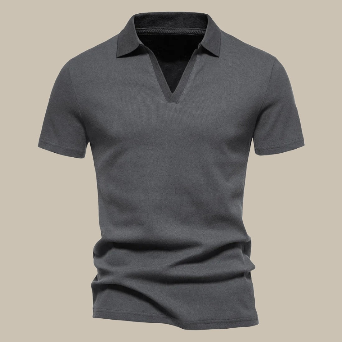 Herenpolo van Merino Wol met Korte Mouwen en V-hals voor Casual en Semi-Formele Gelegenheden – LORENZO CLASSIC - Glamorix