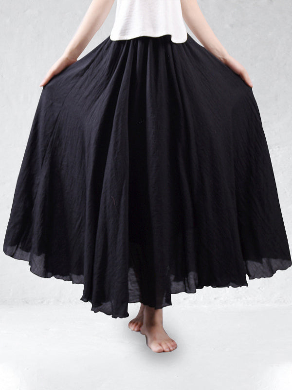 Linnen maxi-rok met hoge taille en zwierige pasvorm – AerisLoom - Glamorix